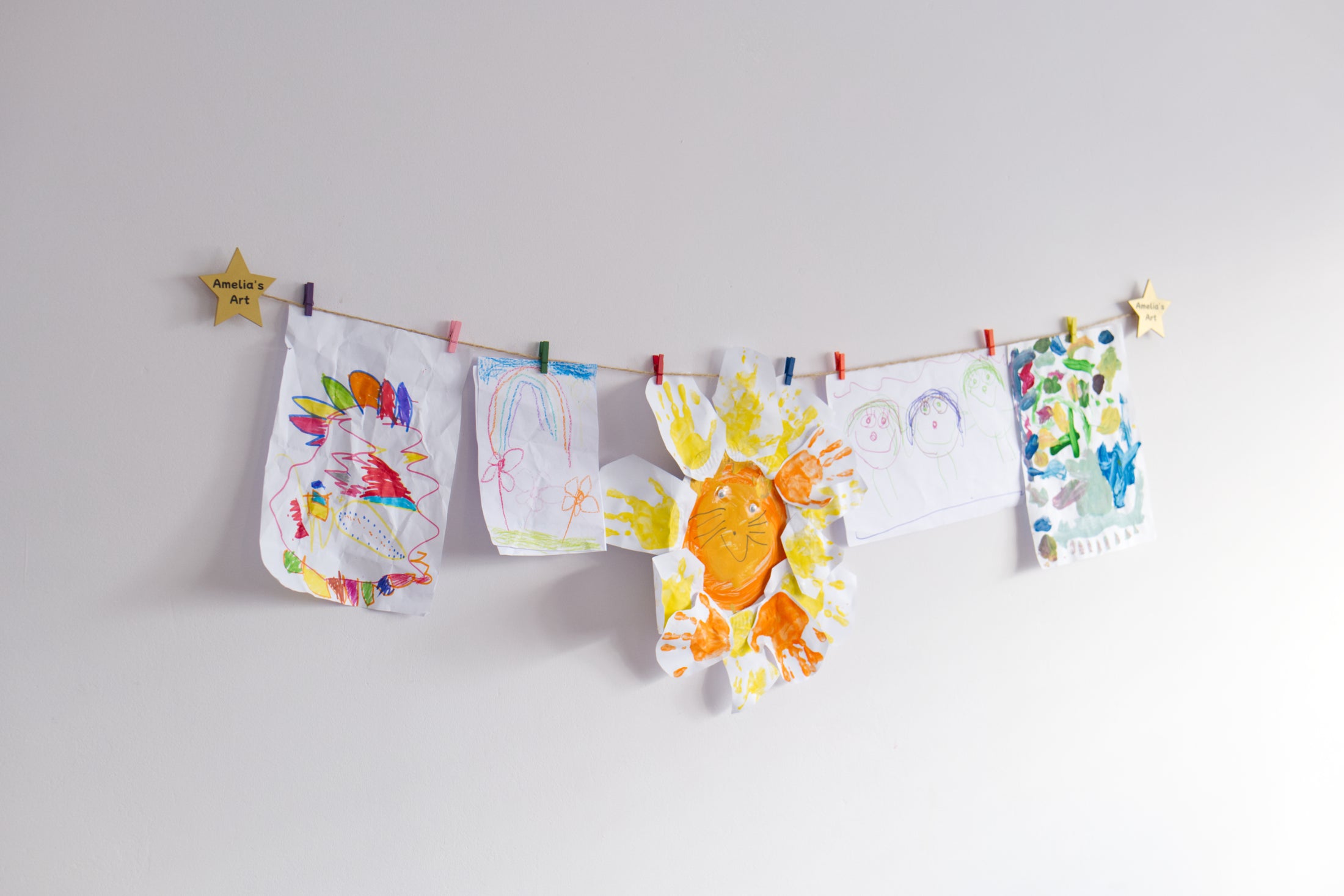 Kids art display with personalised stars