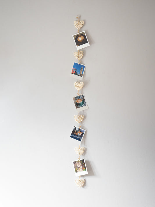 Rattan hearts photo display