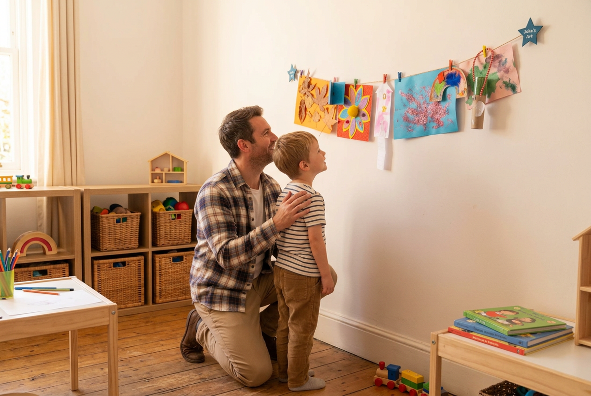 The Joy Children Get from Seeing Their Artwork on the Wall