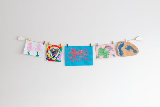 White clouds kids art display