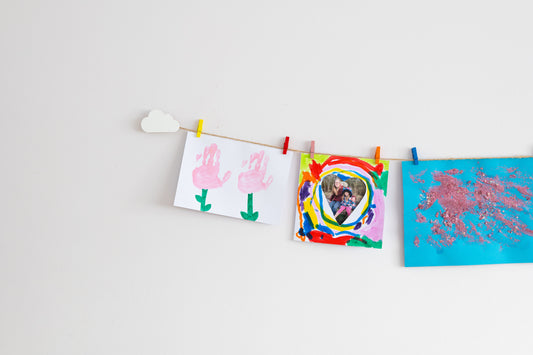 White clouds kids art display