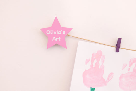 Kids art display with personalised stars