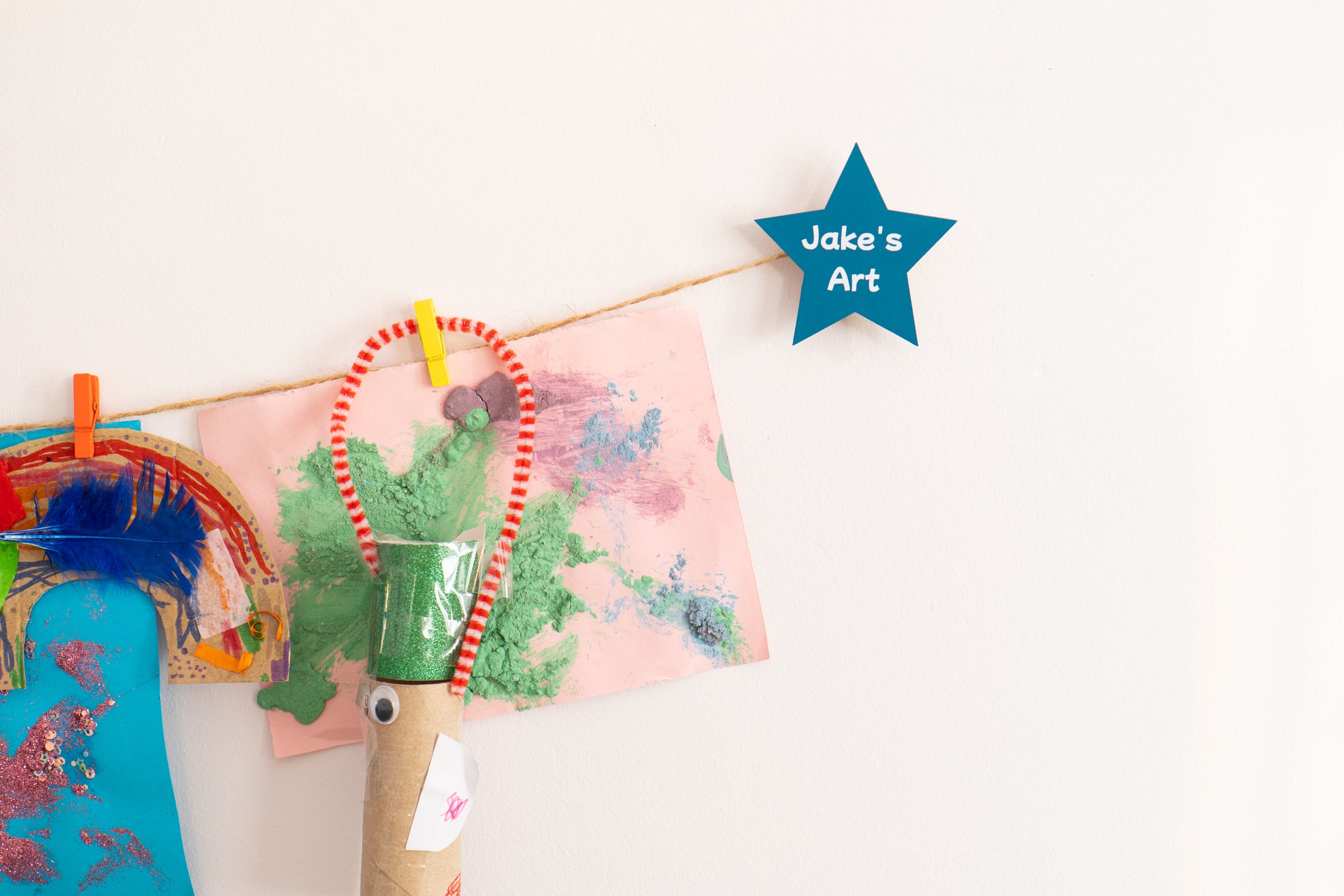 Kids art display with personalised stars