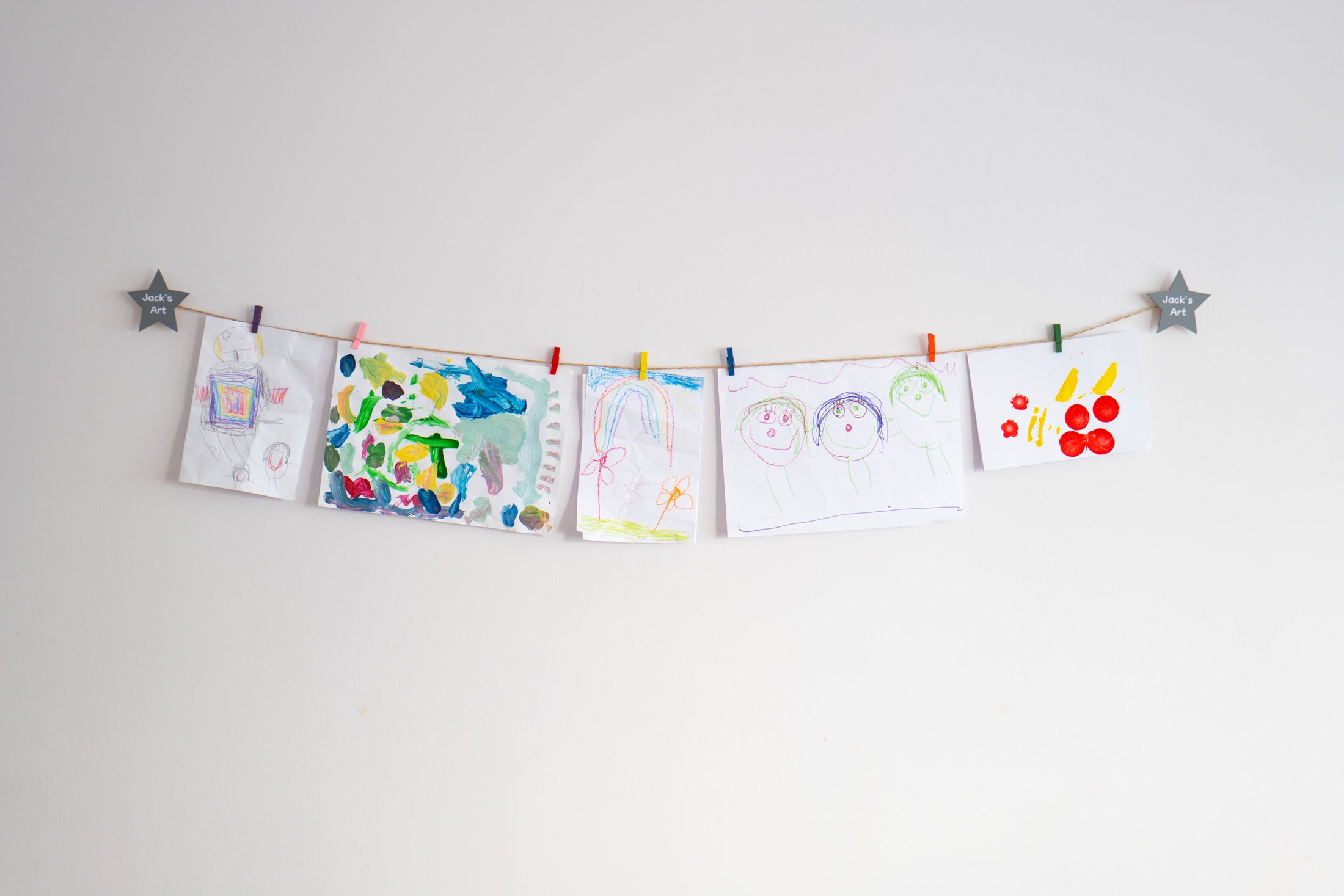 Kids art display with personalised stars
