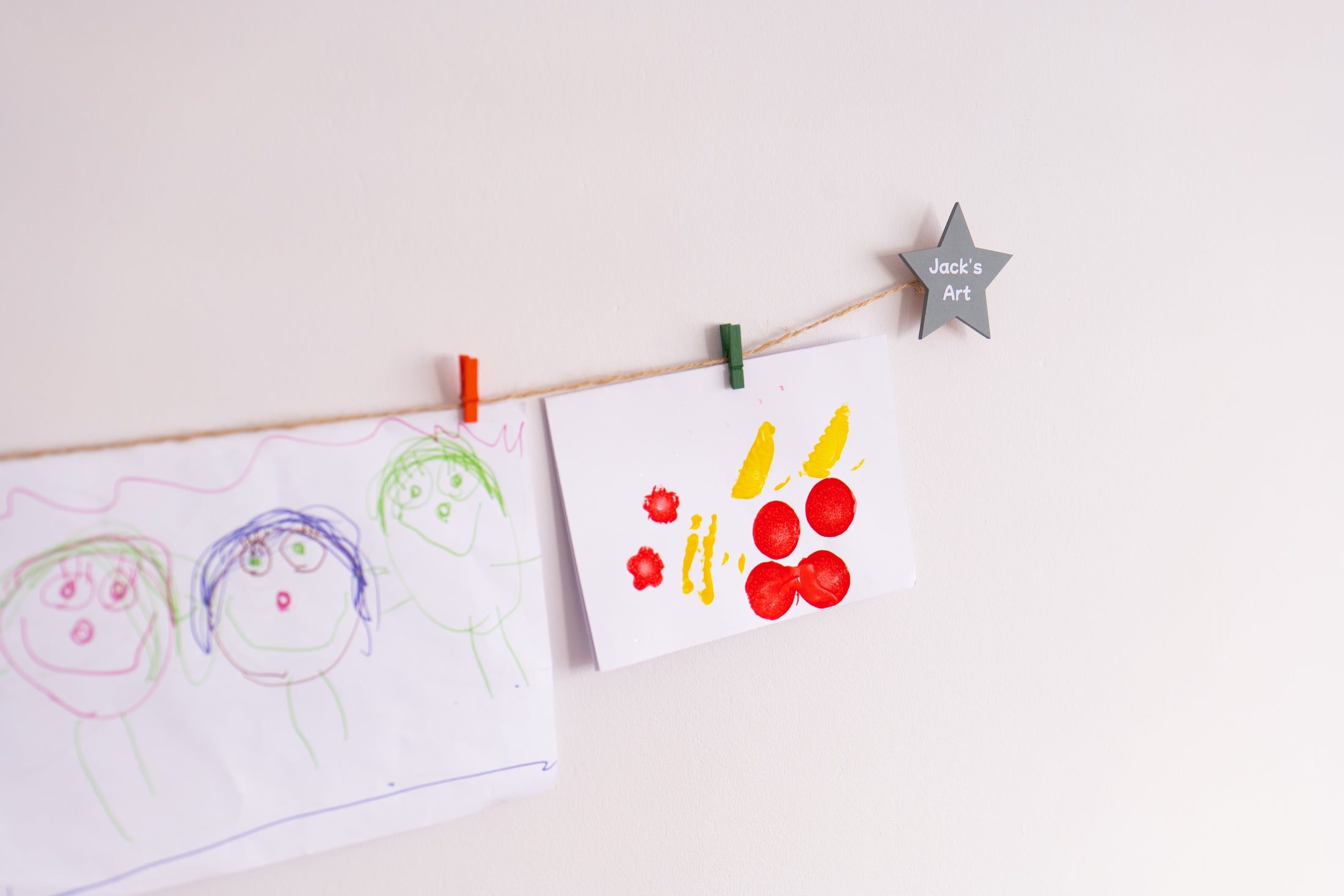 Kids art display with personalised stars