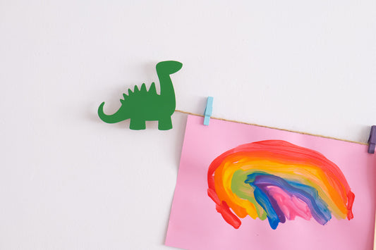 Green dinosaur Children's art work hanger