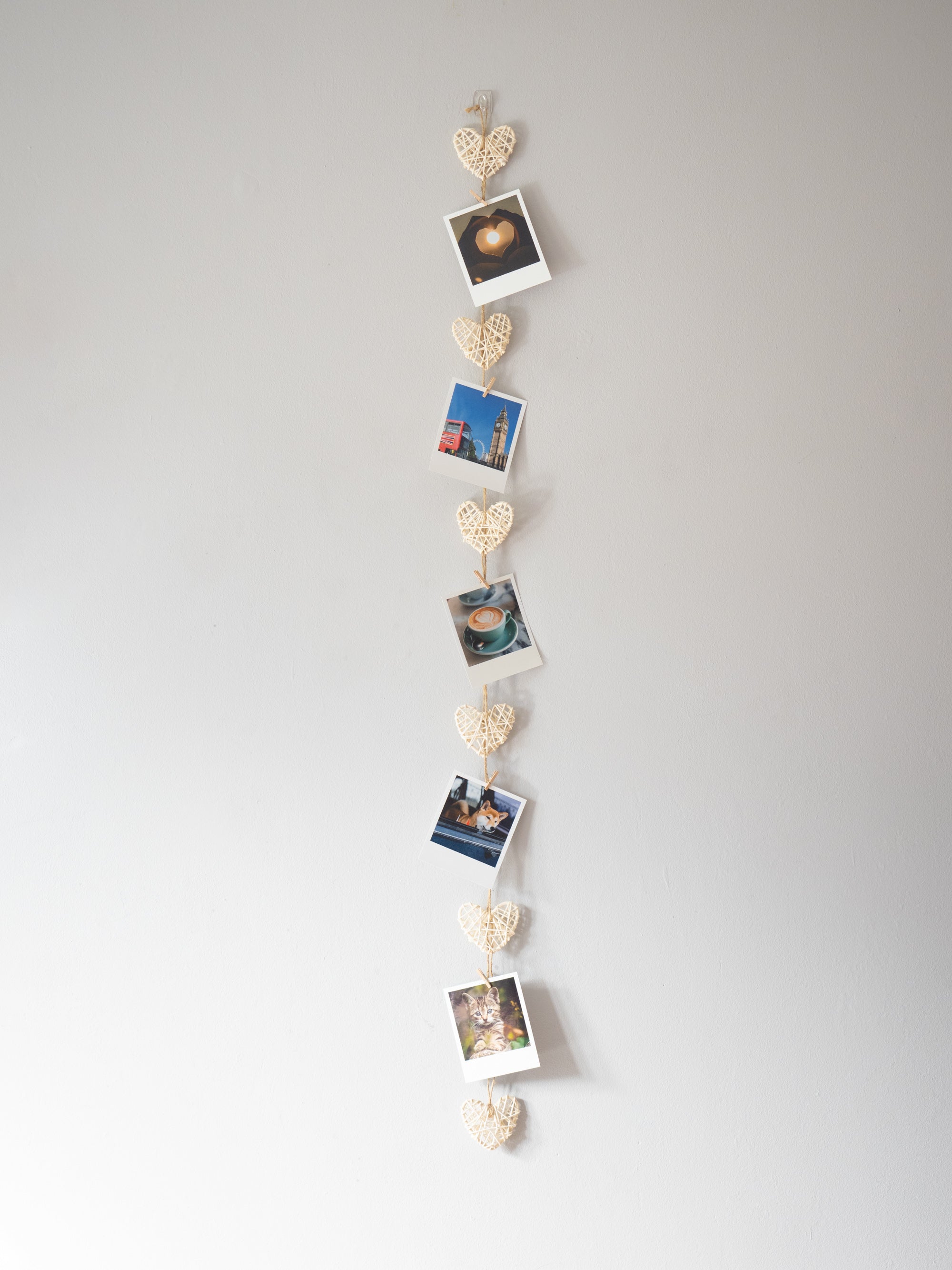 Rattan hearts photo display