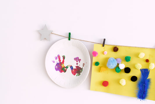 Kids art display with silver stars